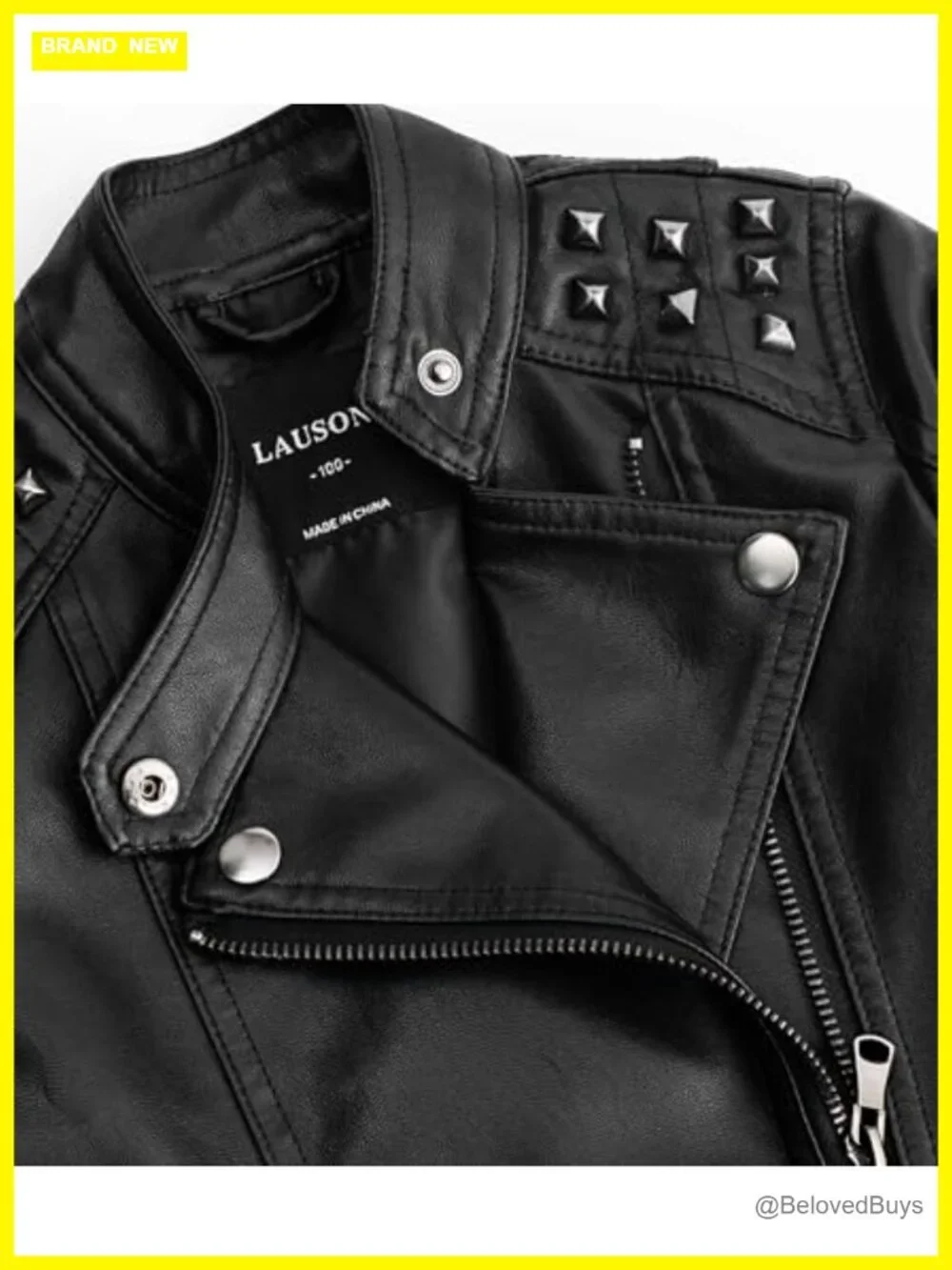 Boys Black Faux Leather Studded Motorcycle Jacket